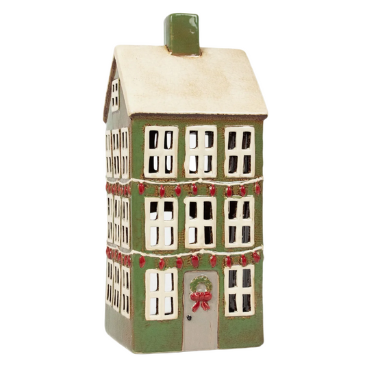 Alsace Grande Christmas Tea Light Chalet - Green | French Country