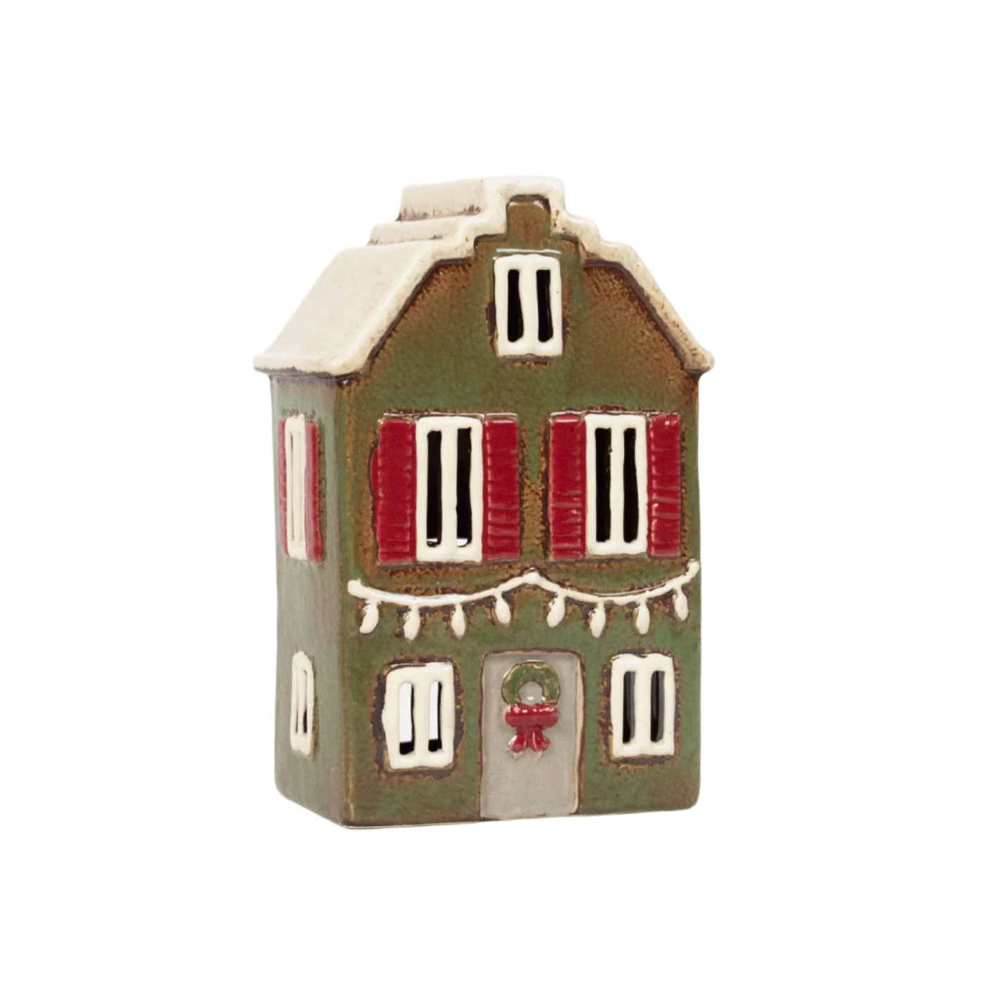 Alsace Christmas Green Tea Light House with Shutters | French Country