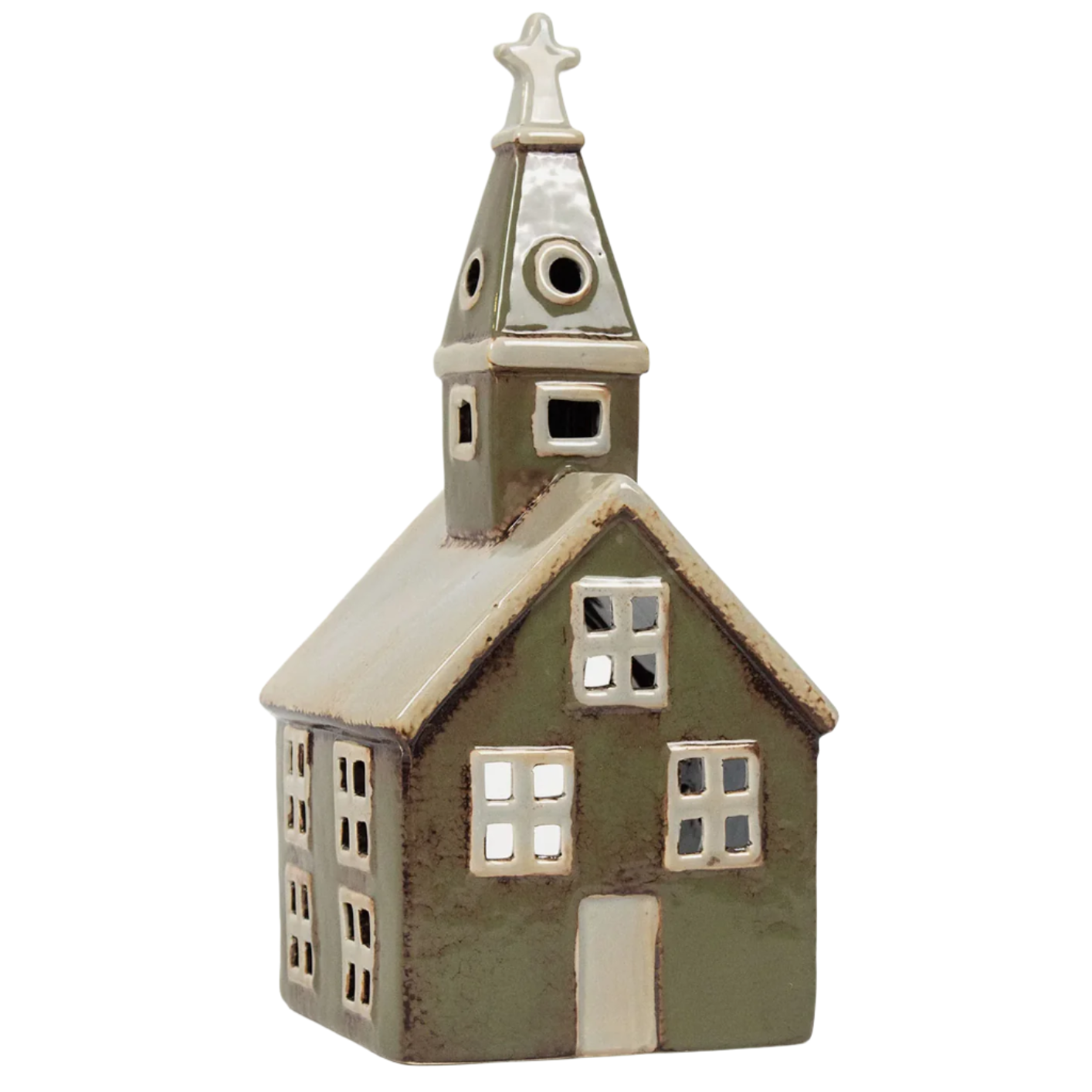 Alsace Tea Light Church - Olive Green | French Country