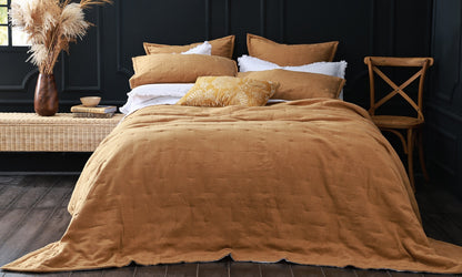 Laundered Linen Bedspread Set - Cumin | MM Linen | Avisons