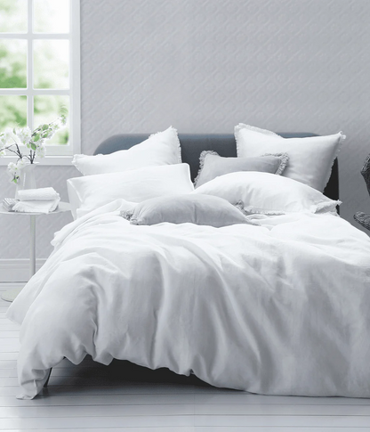 Laundered Linen Duvet Set - White | MM Linen | Avisons