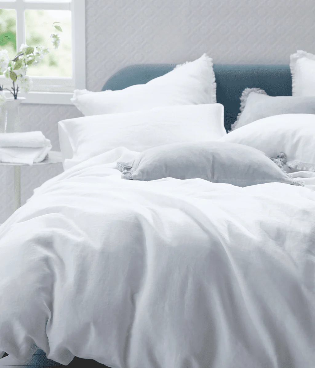 Laundered Linen Duvet Set - White | MM Linen | Avisons