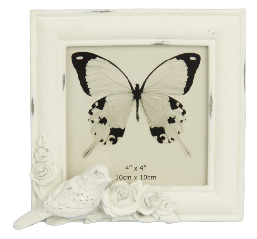 Bird & Roses Photo Frame - White