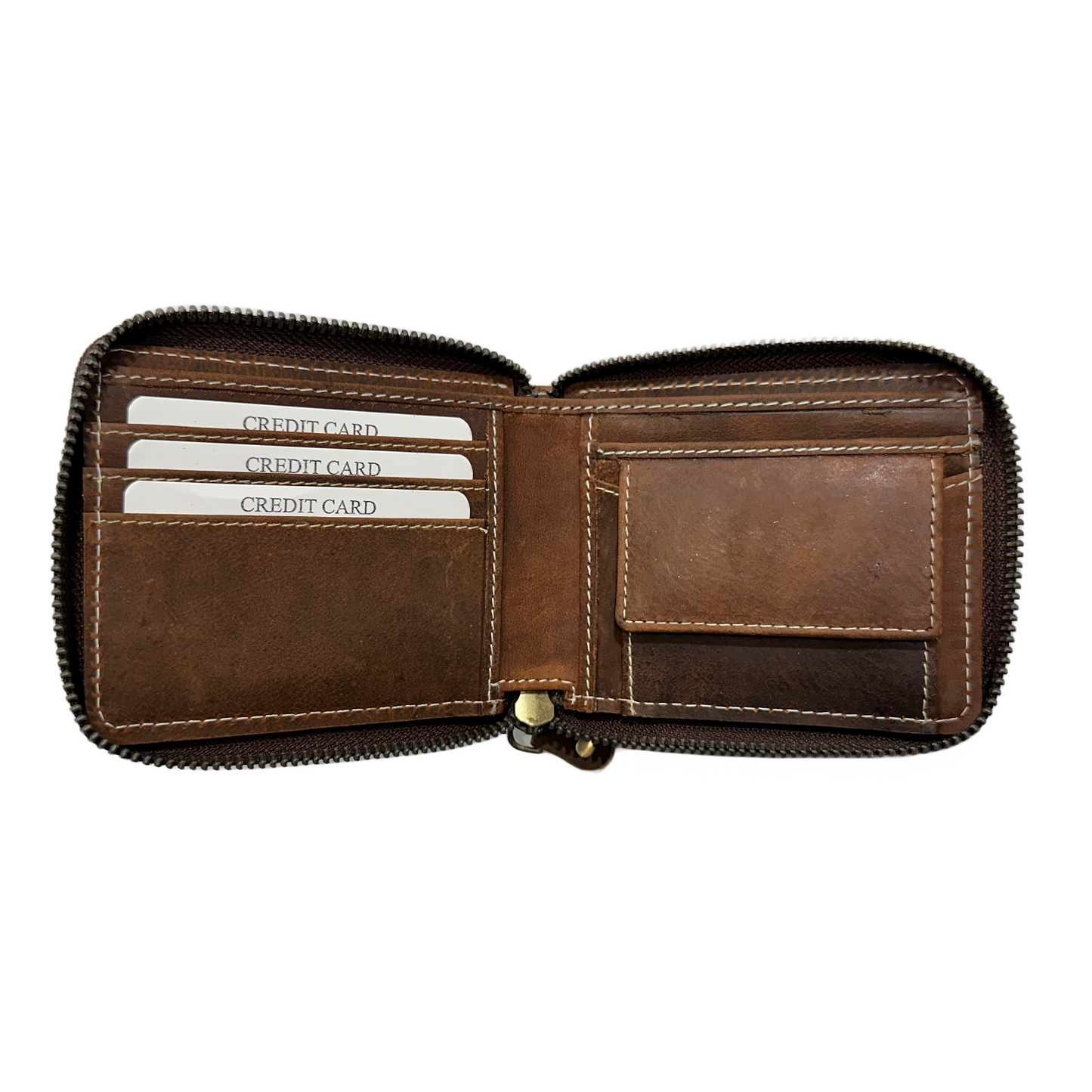 Zip Rustic Wallet - Brown