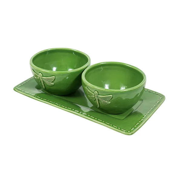 Dragonfly Green Condiment Set | French Country | Avisons