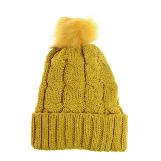 Cable Knit Beanie - Mustard